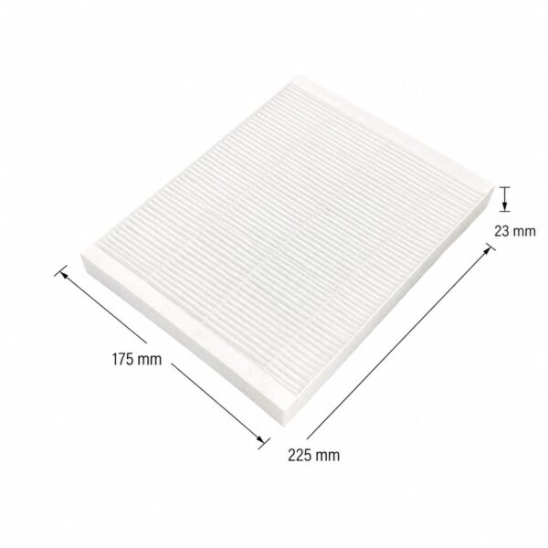 Dimensioni dei filtri F7 per Aspira ASPIRLIGHT 140 HV e 200 HV: 225 × 175 × 23 mm