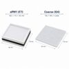 Dimensioni dei filtri per Aldes InspirAIR SC 240: filtro F7 185 × 175 × 45 mm e filtro G4 con telaio metallico 195 × 195 mm