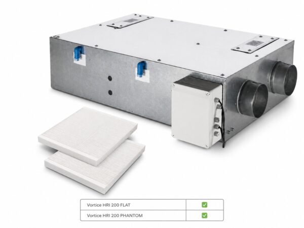 Filtri M5 con unità VMC Vortice HRI 200 FLAT e Vortice HRI 200 PHANTOM