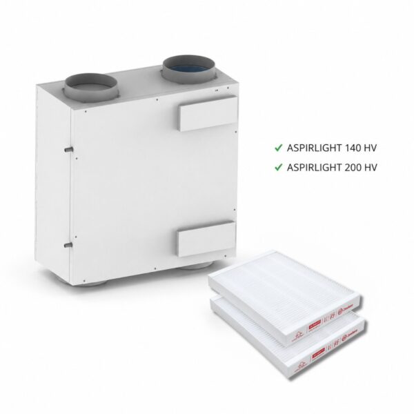 ASPIRLIGHT 140 HV / ASPIRLIGHT 200 HV – Compatible Filter Set 2 × ePM1 60% (F7 + F7), 225 × 175 × 23 mm