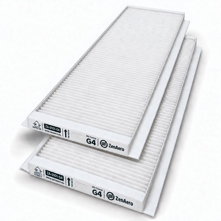 Set filtri compatibili Zehnder ComfoAir Q 350 / 450 / 600 G4 + G4, 499 × 158 × 22 mm